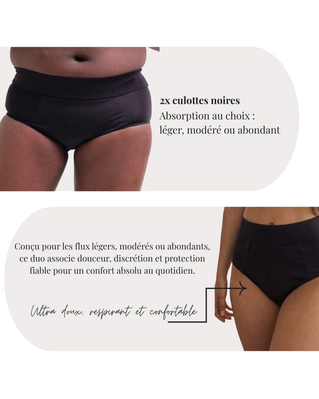 Pack 2 culottes menstruelles noires