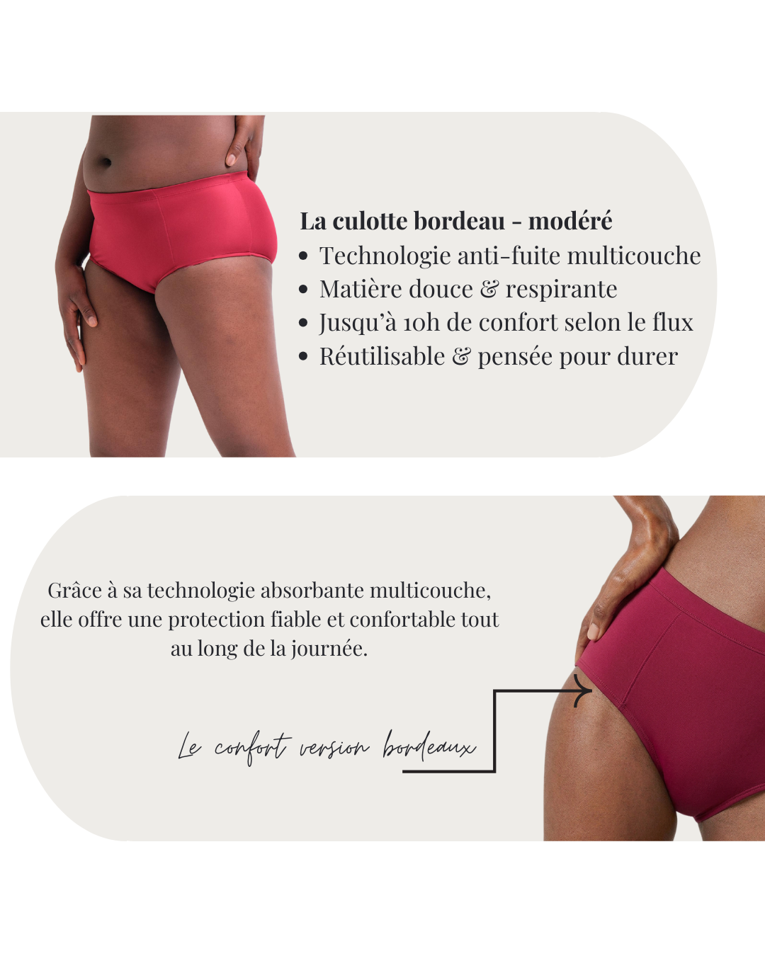 Culotte Menstruelle Bordeaux - Modéré