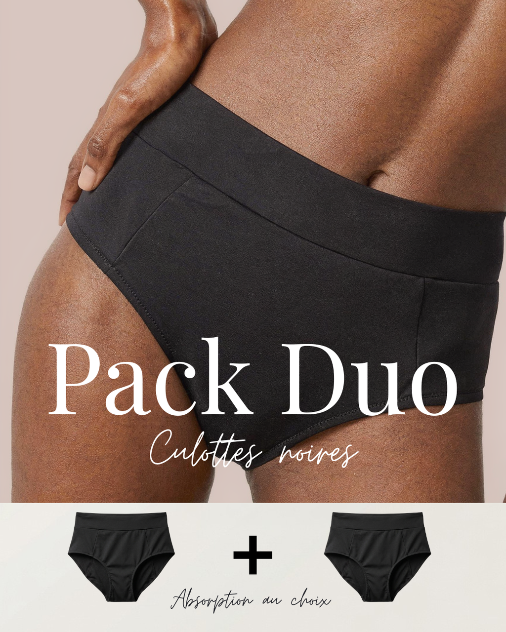 Pack 2 culottes menstruelles noires